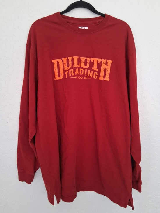 Duluth Trading Co Other - Duluth Trading Co Red Orange Logo Long Sleeve Longtail T Shirt Size L